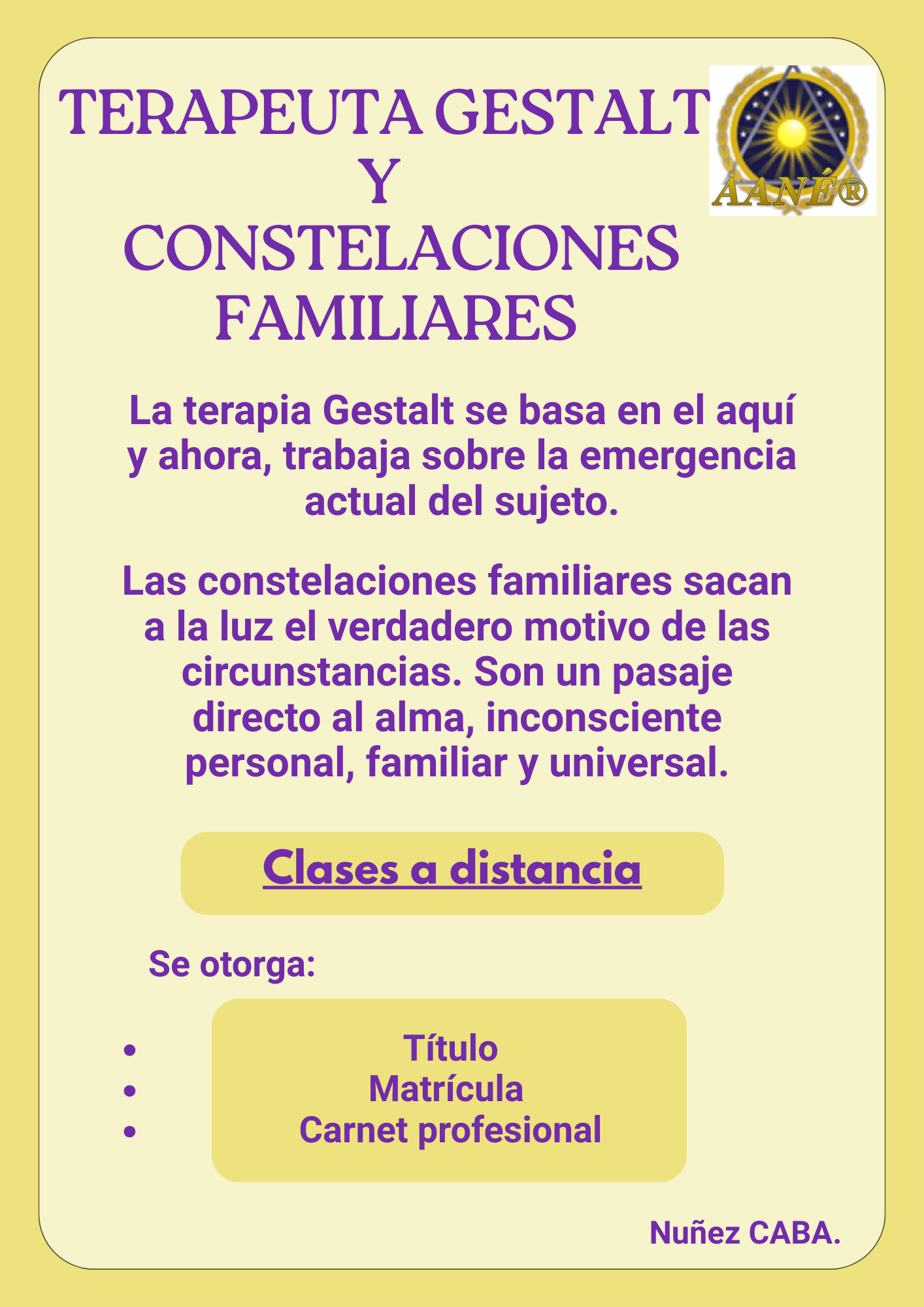 Terapeuta Gestalt y Constelaciones Familiares